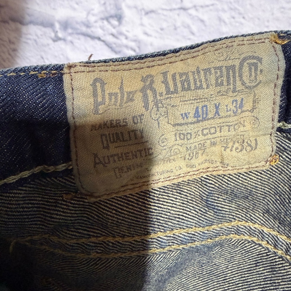 Y2K Polo Ralph Lauren D-3 Relaxed Dark Wash Jeans, Size 40x34 *see description* - Picture 6 of 12